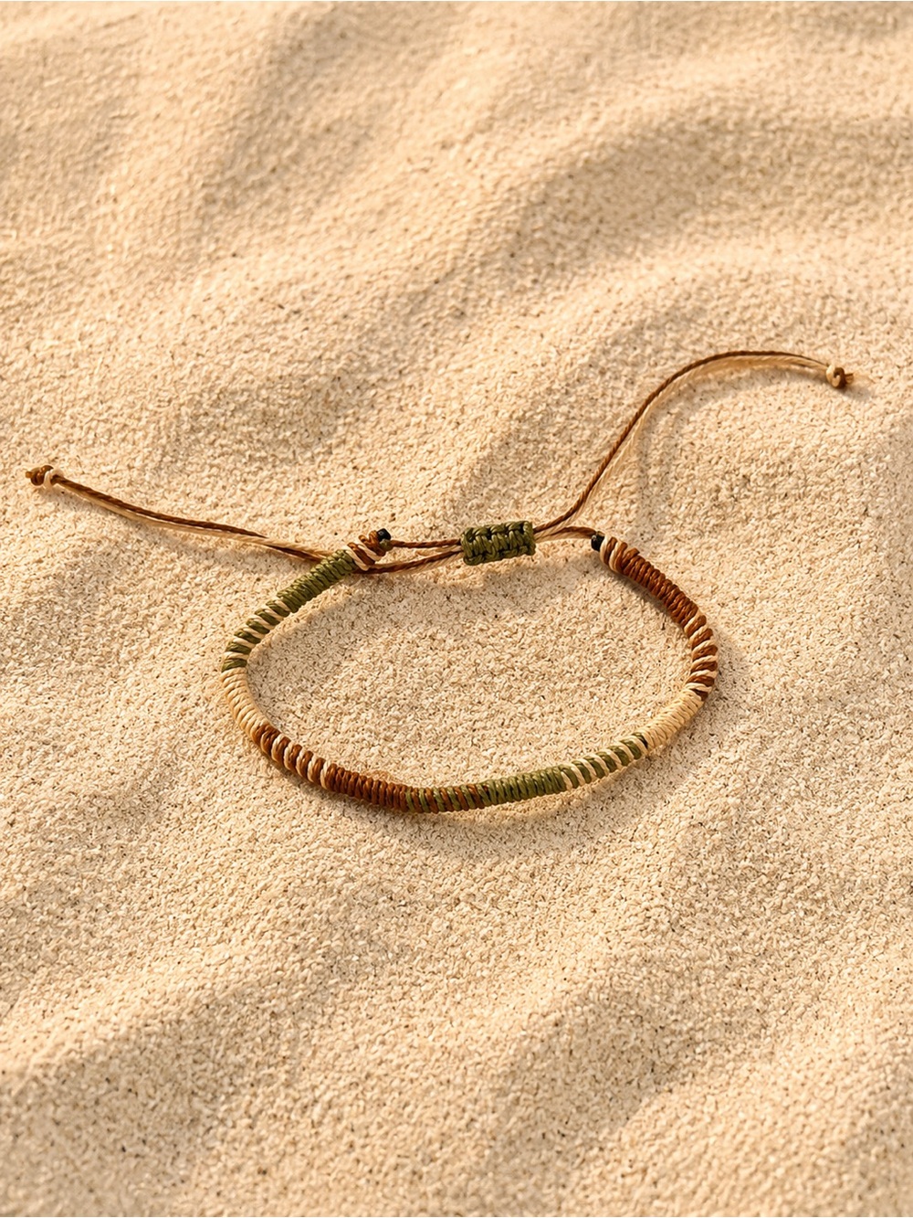 Handmade Multicolor Braided Cord Bracelet - Green & Brown